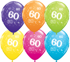 60th Birthday Latex Balloons - (6 pack)