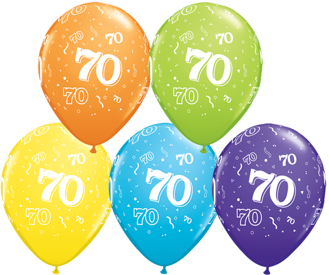70th Birthday Latex Balloons - (6 pack)