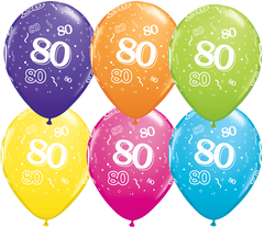 80th Birthday Latex Balloons - (6 pack)