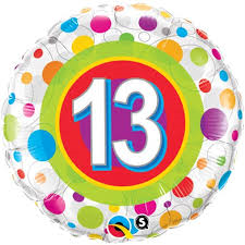 Age 13 Colourful Dots Foil Balloon - 46cm