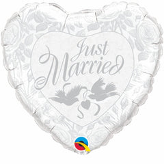 Just Married Heart Two Doves Foil Balloon - 46cm