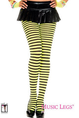 Opaque Striped Tights - Black/Yellow