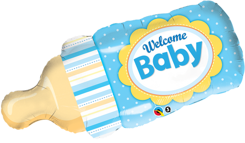 Welcome Baby Bottle Blue Jumbo Foil Balloon - 99cm