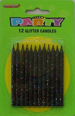 Glitter Candles (12 pack) - Black