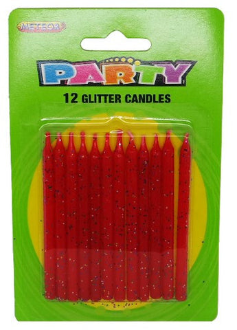 Glitter Candles (12 pack) - Red