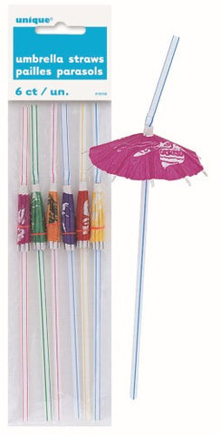 Luau Party Umbrella Straws (6 pack)