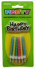 Candles & Happy Birthday Cake Topper (12 pack)