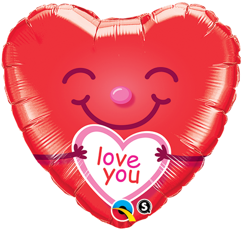 I Love You Smiley Heart Foil Balloon  - 46cm