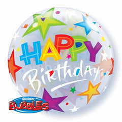 Happy Birthday Brilliant Stars Bubble - 22"/55cm