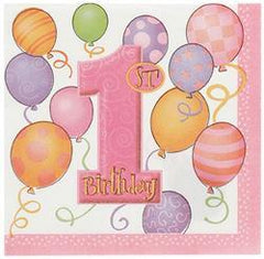 1st Birthday Pink Luncheon Napkins - 2 ply (16 pack)