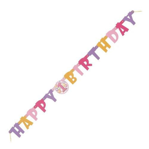 1st Birthday Pink Party Banner (1.2m)