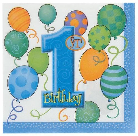 1st Birthday Blue Luncheon Napkins - 2 ply (16 pack)