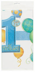 1st Birthday Blue Plastic Table Cover - Rectangle