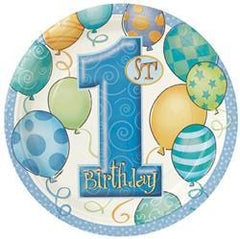 1st Birthday Blue Paper Snack Plates (8 pack)