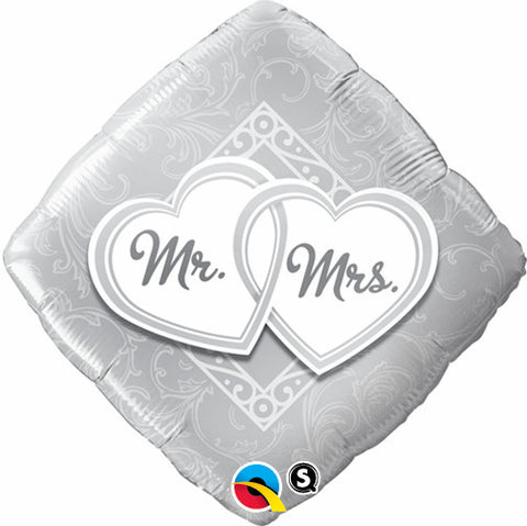 Mr & Mrs Entwined Hearts Foil Balloon - 46cm