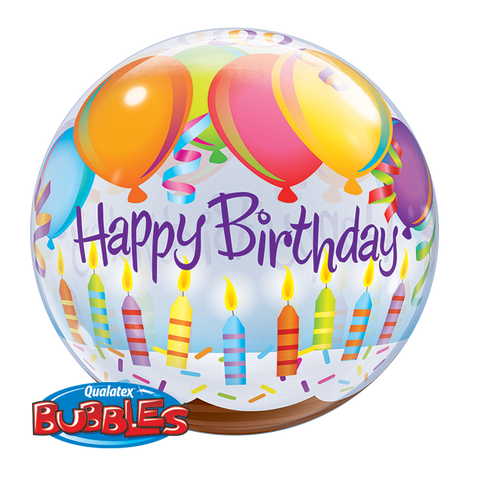 Happy Birthday Balloons & Candles Bubble - 22"/55cm