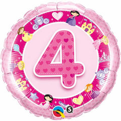 Age 4 Pink Princess Foil Balloon - 46cm