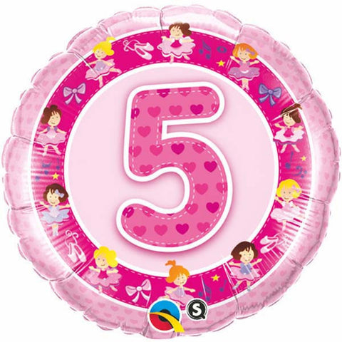 Age 5 Pink Ballerinas Foil Balloon - 46cm