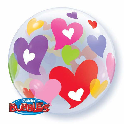 Colourful Hearts Bubble - 22"/56cm