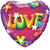 Love Heart Psychedelic Daisies Foil Balloon - 46cm
