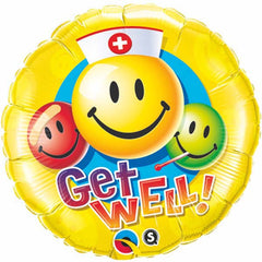 Get Well Smiley Faces Foil Balloon - 46cm