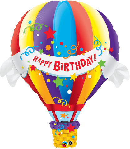 Happy Birthday Hot Air Balloon Jumbo Foil Balloon - 102cm