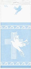 Dove Cross Blue Plastic Table Cover - Rectangle