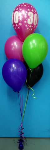 30th Birthday & 4 Standard Balloon Arrangement - Stacked