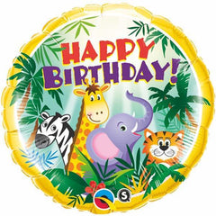 Happy Birthday Jungle Friends Foil Balloon - 46cm