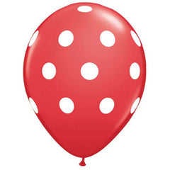 Red With White Polka Dot Latex Balloons (8 pack)