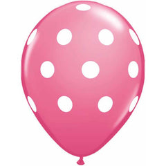 Pink With White Polka Dot Latex Balloons (8 pack)