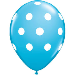 Blue With White Polka Dot Latex Balloons (8 pack)