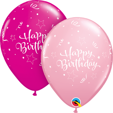 Birthday Pink & Wild Berry Shining Star Latex Balloons - (8 pack)