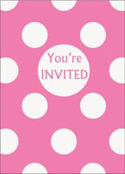 Dots Invitation Packs - 8 pack - Hot Pink