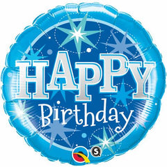 Happy Birthday Blue Sparkle Foil Balloon - 46cm