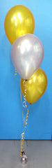 3 Metallic Balloon Arrangement - Staggered - Silver & Gold