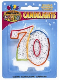 Number 70 Rainbow Candle