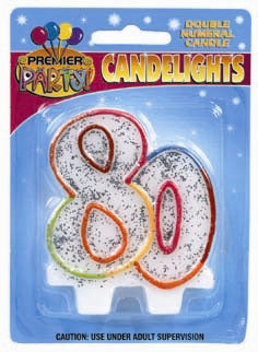 Number 80 Rainbow Candle