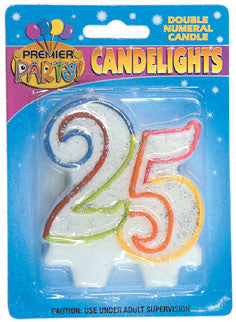 Number 25 Rainbow Candle