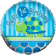 1st Birthday Blue Turtle Foil Balloon - 46cm