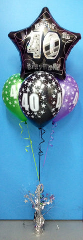 40 Star Foil & 3 Printed Balloon Arrangement - Stacked