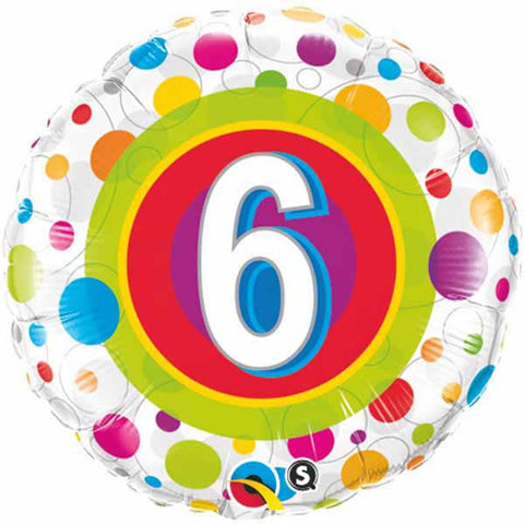Age 6 Colourful Dots Foil Balloon - 46cm