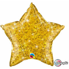 Holographic Gold Star Foil Balloon - 50cm