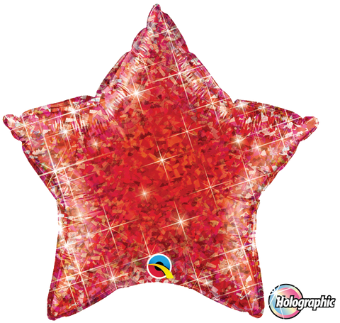 Holographic Red Star Foil Balloon - 50cm