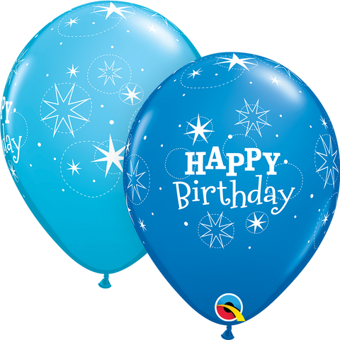 Blue Birthday Sparkle Latex Balloons - (8 pack)