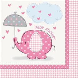 Pink Umbrella Elephants - Luncheon Napkins (16 pack)