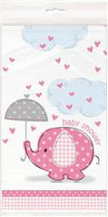 Pink Umbrella Elephants - Plastic Table Cover