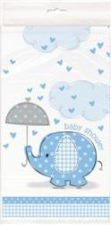 Blue Umbrella Elephants - Plastic Table Cover