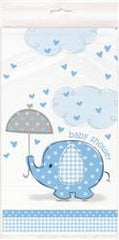 Blue Umbrella Elephants - Plastic Table Cover