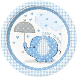 Blue Umbrella Elephants - Paper Dinner Plates (8 pack)